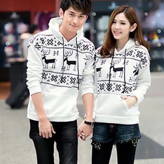 Aiyifang Casual Long Sleeve Hoodie Lovers Sweater(White)8046