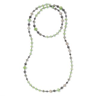 Long Mint Glass Bead Necklace, Green