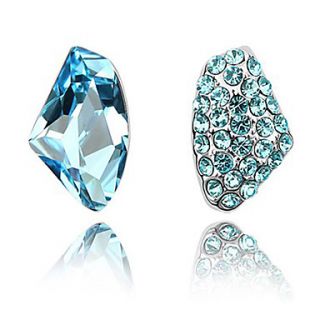 Xingzi Womens Charming Blue Made With Swarovski Elements Crystal Stud Earrings