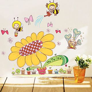 Cartoon Sunflower Bee Wall Stickers