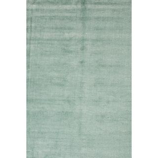 Hand loomed Solid pattern Wool/ Art Blue Silk Rug (5 X 8)