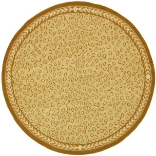 Hand hooked Chelsea Leopard Ivory Wool Rug (8 Round)