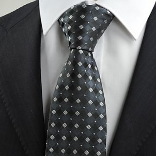 Tie New Black Grey Flora Checked Classic Men Tie Necktie Wedding Holiday Gift