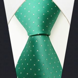 Mens Casual Dots Green Silk Necktie