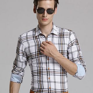 MSUIT Fashion MenS Grid Long Sleeve Shirt Z9134