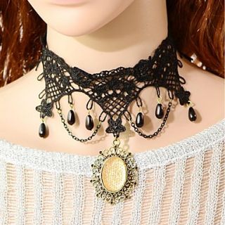 Elonbo Golden Gem Style Vintage Gothic Lolita Collar Choker Pendant Necklace Jewelry