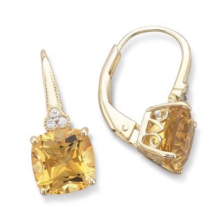 14K Gold Plated Sterling Silver Genuine Citrine Earrings, Womens