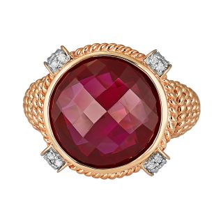Closeout Lab Created Ruby & Diamond Accent Ring, Pink, Womens