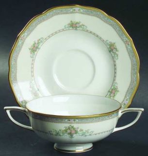 Mikasa Bridal Bouquet Footed Cream Soup Bowl & Saucer Set, Fine China Dinnerware