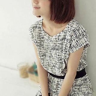 Womens Korean Style Fashion Pattern Print Loose Dress