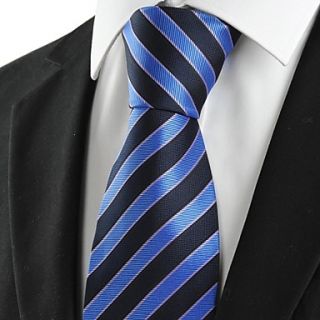 Tie New Striped Blue Black JACQUARD Men Tie Necktie Wedding Party Holiday Gift