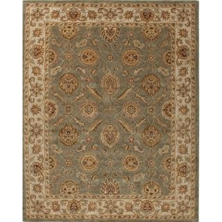 Hand tufted Traditional Oriental Green Wool Oval Rug (8 X 10)