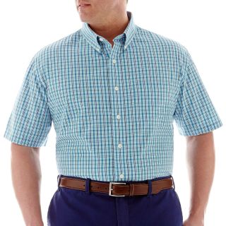 Izod Short Sleeve Plaid Woven Shirt Big and Tall, Blue, Mens