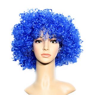 Capless Football Fans Party Wig Blue