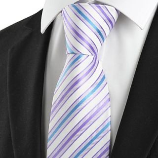 Tie New Striped Blue Lavender Purple Mens Tie Necktie Wedding Party Groom Gift