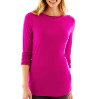 Worthington Long Sleeve Boatneck Top, Rock N Rose