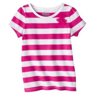 Circo Infant Toddler Girls Short Sleeve Striped Tee   So Pink 18 M