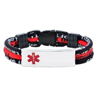 Hope Paige Medical ID Titanium Sport Bracelet   Black/Red (Large)