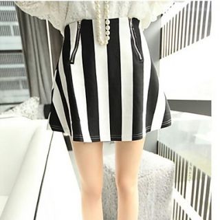 Womens Vintage Black And White Vertical Stripe Skirt