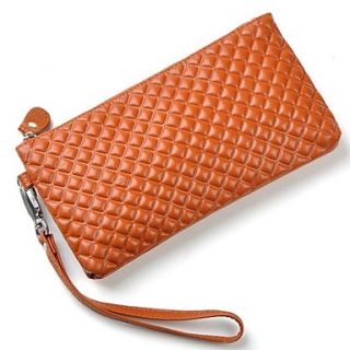 Womens Quilted Genuine Leather Cowhide Fashion Day Clutches Purse Wallet