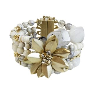 ZOË + SYD Gold Tone Multi Row Flower Bracelet, Womens