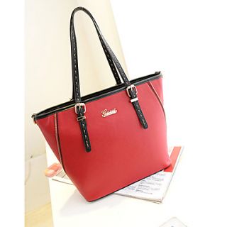 Daidai Womens Solid Color Casual Red Tote