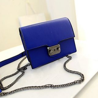 Daidai Womens Vintage Metal Buckle Solid Color Royal Blue Shoulder Bag