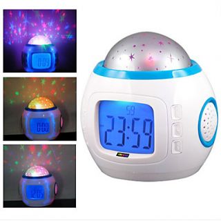 Starry Sky Projector Digital Music Alarm Clock (White, 3xAAA)
