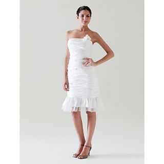 Sheath/Column Strapless Knee length Taffeta Wedding Dress