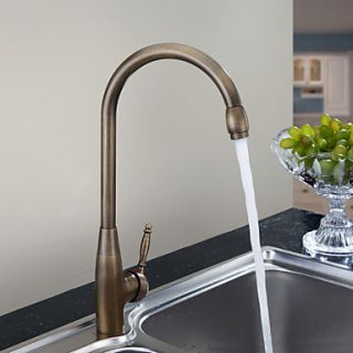 Antique Brass Finish Bathroom Sink Faucet (Tall)
