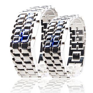 Lava Style Blue LED Digital Couple Watch(Silver)