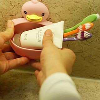 Multipurpose Duck Shaped Silicone Soap/Toothbrush Holder Random Colour, L17cm x W13cm x H6cm