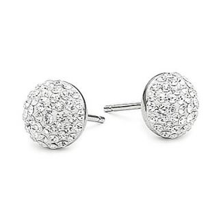 Round Rhinestone Studded Earrings In Plated 925 Sterling Silver