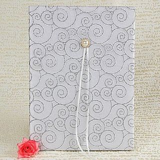 Silver Scroll Guest Book with Folded Blank Pages