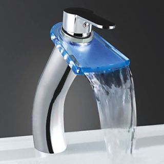 Color Changing LED Waterfall Bathroom Sink Faucet (Tall)