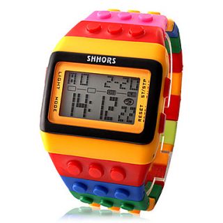 Unisex Colorful Block Brick Style Digital Wrist Watch