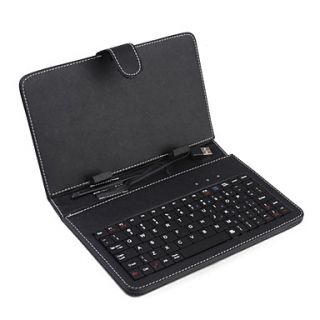 PU Leather Case with Keyboard for 10 Android Tablets (Black)