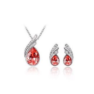 Crystal With Platinum Plating Necklace And Earring Set