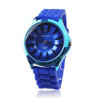 Womens Chrysanthemum Style Blue Silicone Band Quartz Wrist Watch
