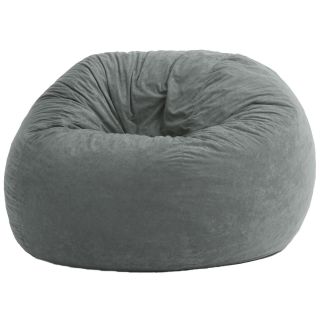 Beanbag Chair, 4 Large Suede Fuf, Gray