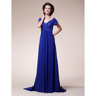 A line Off the shoulder Sweep/ Brush Train Chiffon Mother of the Bride Dress