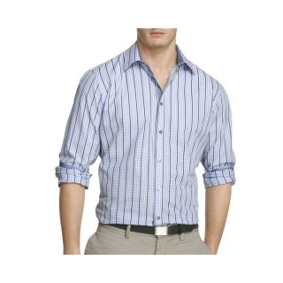 Van Heusen Long Sleeve Button Front Shirt, Blue/White, Mens