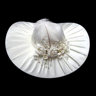 Fashion Satin With Satin Flowers/ Feather Wedding/ Partying/ Honeymoon Hat More Colors Available