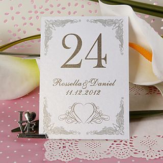 Personalized Table Number Card   Heart Tracery (set of 10)