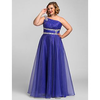Plus Size Ball Gown One Shoulder Floor length Chiffon Evening/Prom Dress