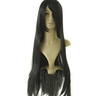 Capless Long Top Grade Quality Synthetic Black Party Wig Free Gift