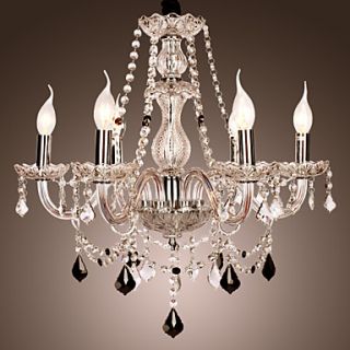 6 light The style of palace Glass Chandelier With Candle Bulb