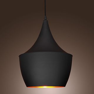 60W 1 Light Pendant in Black Shade