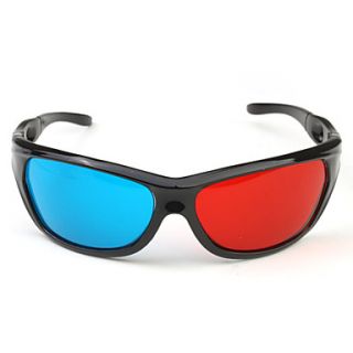 Sport Style Re useable Plastic Frame Resin Lens Anaglyphic Blue Red 3D Glasses