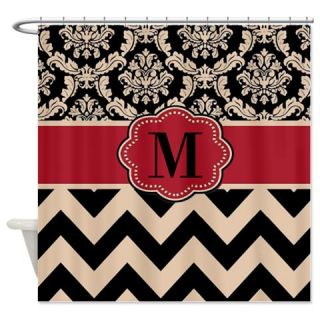 Red Tan Damask Chevron Shower Curtain  Use code FREECART at Checkout